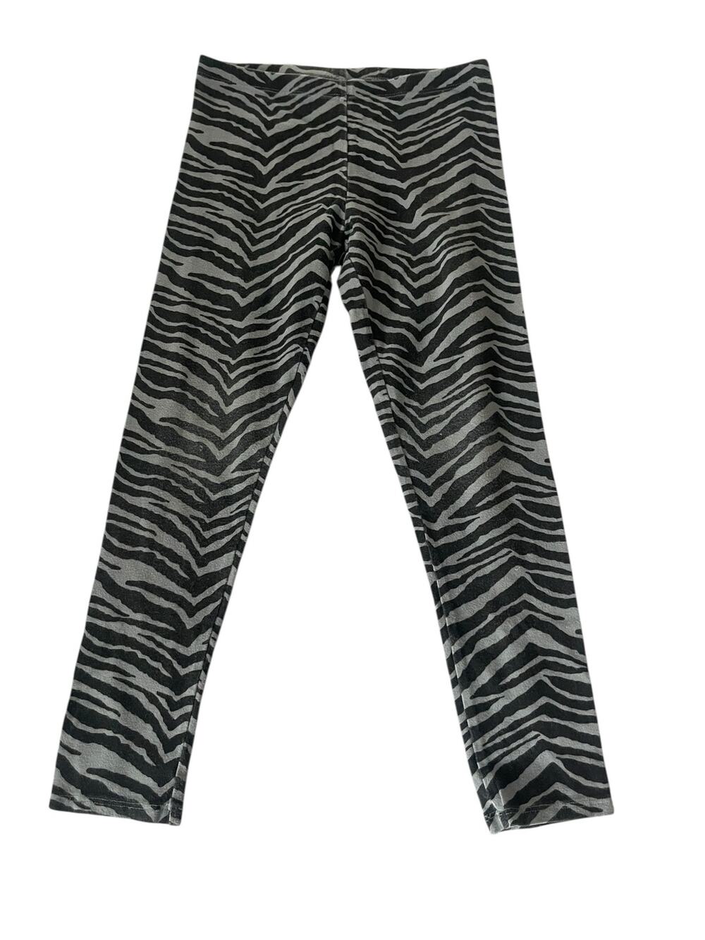 Faded Glory Girls Black Gray Zebra Animal Print Leggings Youth Size Medium 7-8